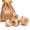 Hometu 2 Pairs/Set Zodiac Constellation Dice Set - 2Pcs 20MM + 2Pcs 30MM Engraved Wooden Astrological Dices for Divination Accessory (V1(20MM)+V1(30MM)), Wood view 1