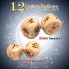 Hometu 2 Pairs/Set Zodiac Constellation Dice Set - 2Pcs 20MM + 2Pcs 30MM Engraved Wooden Astrological Dices for Divination Accessory (V1(20MM)+V1(30MM)), Wood view 2