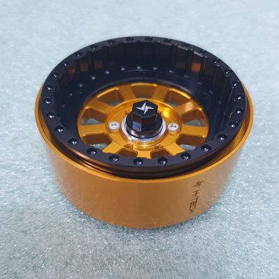 H-TECH RC Parts 1/10 Crawler Car 12mm hex 1.9inch Aluminum CNC Metal Beadlock Wheel 4PCS Custom Plating (HTW1.9-C041) Gold