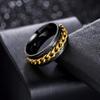 Udolfly Mens Fidget Rings Anxiety Rings for Men Womens Chain Spinner Rings for Adults Titanium Steel Ring Black Gold Size 7 view 3