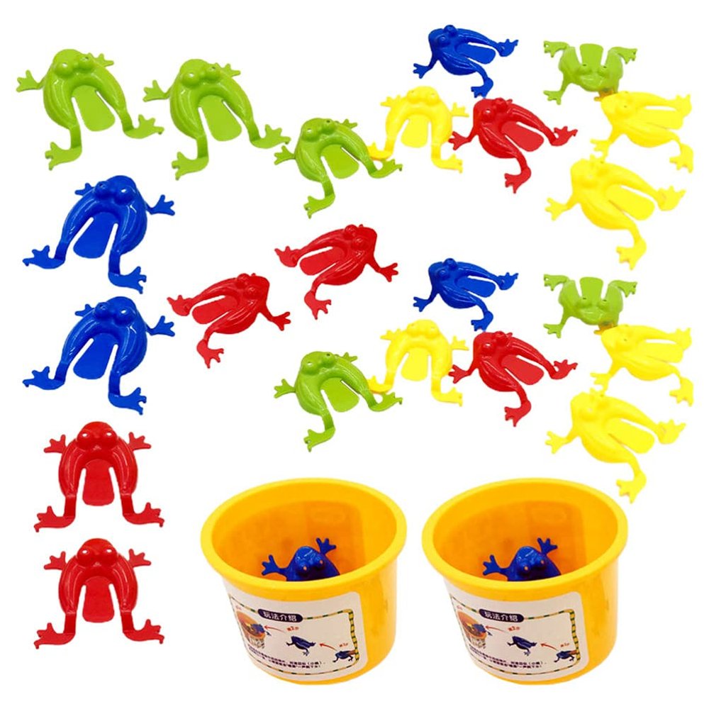 jojofuny Educational Jumping Frog Toy for Kids - 4.52 Inch Finger Press Bouncing Plastic Frogs Interactive Leap Game for Toddlers Party Favor and Fun Play