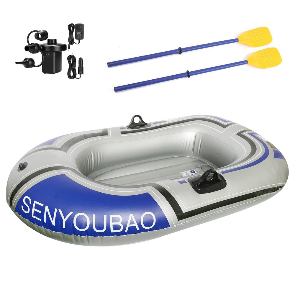 BESTHLS Inflatable Boat Float Raft for Swimming Pool and Lake Safe Comfortable for Adult with Air Pump 2 Oars