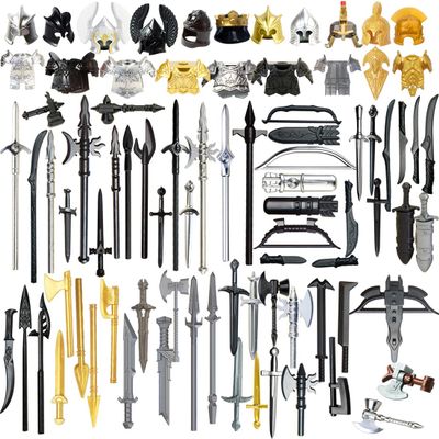 PHYNEDI 79pcs Medieval Ancient Roman Viking Greece Egypt Military Figure Helmet Mask Armor Weapon Set, Building Block Toy Accessory Collection Kit