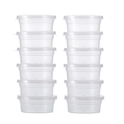 Frudge Putty Butter Slime Stress Relieve 12Pcs Storage Round Plastic Box Container Foam Ball Cups with Lids Cloud Slime Clay Fluffy Slime for Kids -Clear