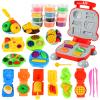 Color Dough Set Kitchen Creations Waffle Pizza Burger Maker Pretend Chef Toy Play Food Modeling Tools Kit with 12 Colors Wheat Doughs for Kids Girls Boys Christmas Birthday Gift 40Pcs view 1
