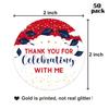 50 pcs Red Graduation Party Favor Labels, 2" RoundGraduation Thank You Stickers for Graduation College High School Senior Party Decoration Supplies. view 3
