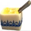 Melody Jane Dolls Houses Dollhouse Blue & White Butter Dish with Knife Miniature Kitchen Accessory 1:12 view 1