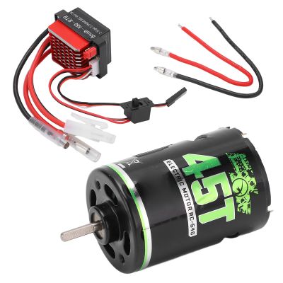 RC Brushed Motor ESC Set, 540 High Torsion Low Noise Dual Operation Mode Low Voltage Brushed Motor 360A ESC for RC SUV(45T)