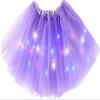 Girl Tutu Skirt, Light Up LED Ballet Tutu Skirt 2-8 Years Fluffy Ballet Dress Up Costume for Kids Party 3-Layer Multicolor Skirts (Purple) view 1
