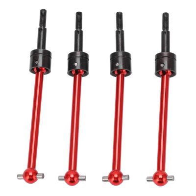 Front & Rear Axle Drive Shaft CVD Set, 4Pcs RC Metal Universal CVD Drive Shaft Set Compatible with TT02B 1/10 RC Car(Red)