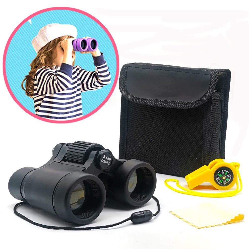Binoculars for Kids Best Gifts for 3-12 Years Boys Girls High-Resolution Optics Shockproof Mini Kids Binocuolars Toys Folding Small Telescope for Bird Watching Camping Outdoor Play