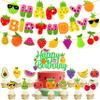 21pcs Fruit Birthday Party Decoration Set Fruit Theme Happy Birthday Banner Garland Cake Cupcake Toppers Balloons for Summer Themed Party Supplies view 1