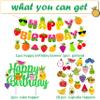 21pcs Fruit Birthday Party Decoration Set Fruit Theme Happy Birthday Banner Garland Cake Cupcake Toppers Balloons for Summer Themed Party Supplies view 2