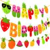 21pcs Fruit Birthday Party Decoration Set Fruit Theme Happy Birthday Banner Garland Cake Cupcake Toppers Balloons for Summer Themed Party Supplies view 3