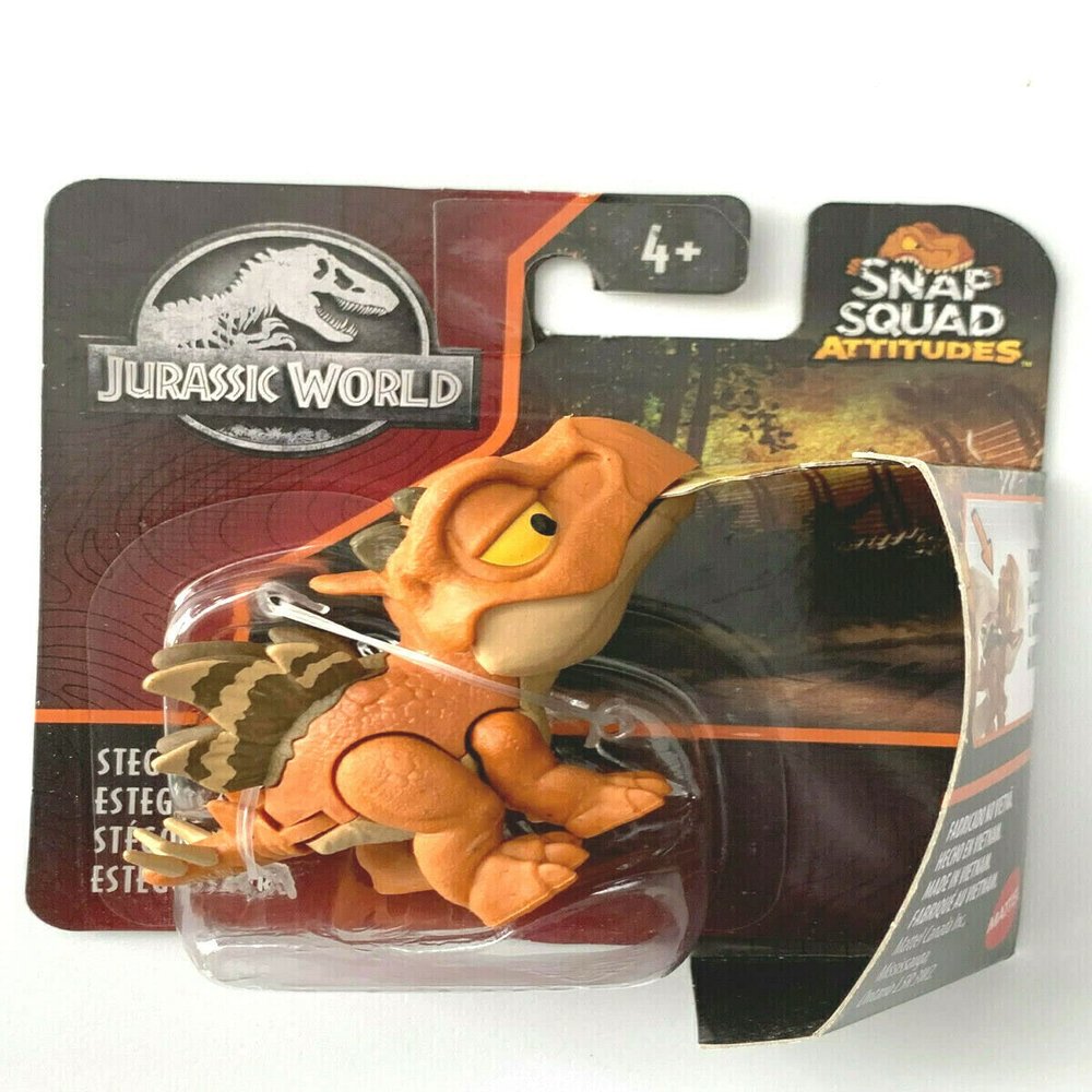Figures JurassicWorld Snap Squad Attitudes Stegosaurus [Orange/Brown] 2'' inch Fun Chomper