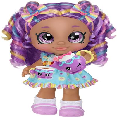 Kindi Kids Kirstea & Tea Party Set. Toddler Doll with Changeable Clothes Plus 11 Shopkins Tea Party Accessories. Includes Playmat 24 in x 24 in - Amazon Exclusive