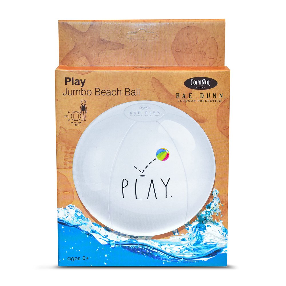 Coconut Float Rae Dunn x Large 27 Inch Inflatable Beach Ball - Play Theme - Great for Summer Parties & Swim Events (Play.)