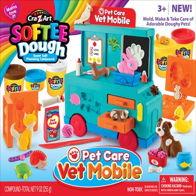 Softee Dough Pet Care Vet Mobile Playset, Modeling Dough Play Toy for Kids Ages 3 Years and Up, by CRA-Z-Art