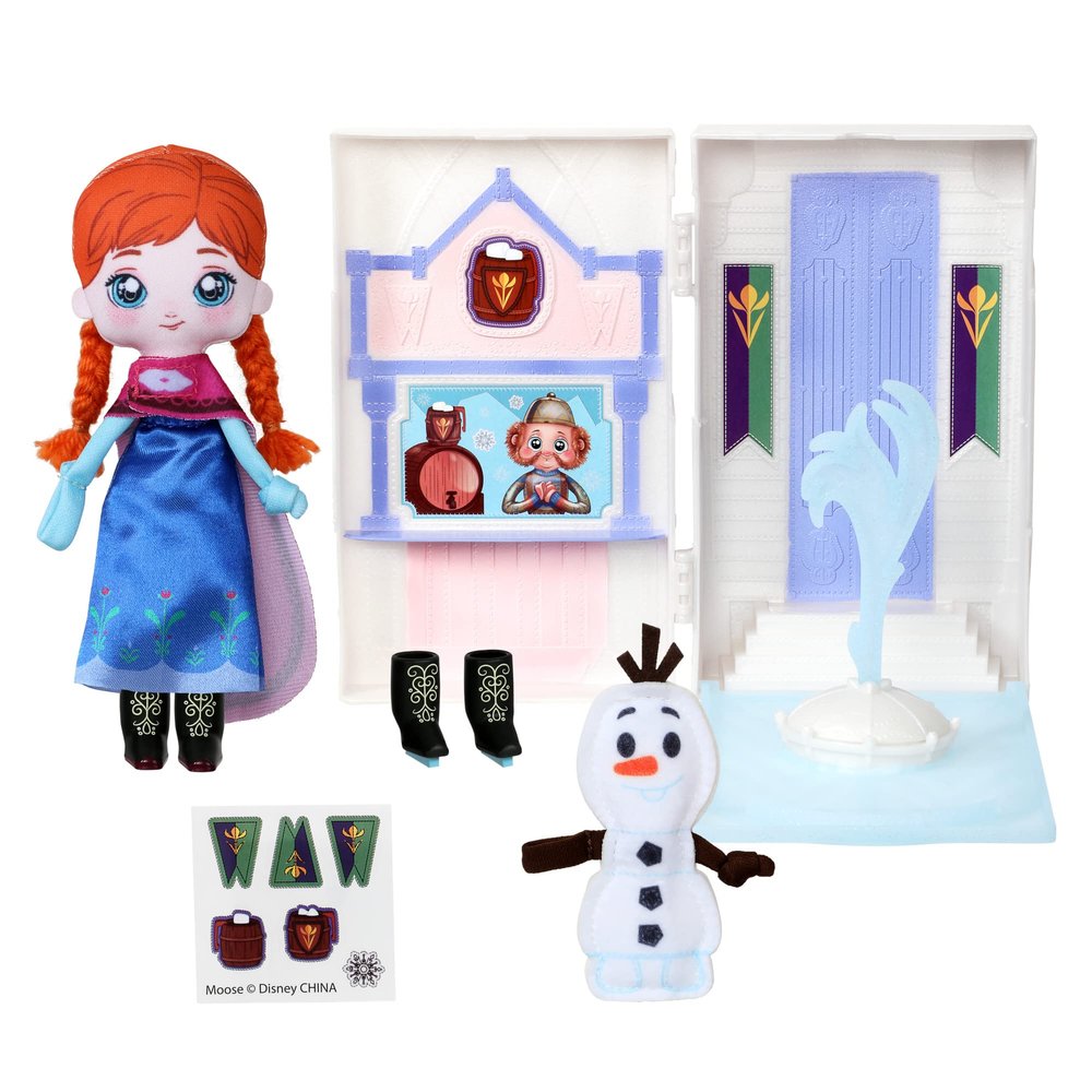 Disney Sweet Seams 6" Soft Rag Doll Deluxe Pack  2pc Toy Dolls |Anna and Olaf's Castle Ice Rink Playset