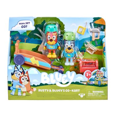 Bluey Vehicle & Figures Go Kart Playset, Articulated Racers Set with Rusty Figurine and Toolbox Accessory, Immersive Vehicle Toys for Kids Age 3+