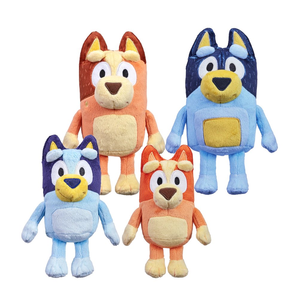 Bluey Heeler Family Stuffed Animal Set of 4, 7-8, Soft, Bingo, Bandit, and Chilli Plush Figure Toys, Cuddly Plush Toys for Kids Ages 3+