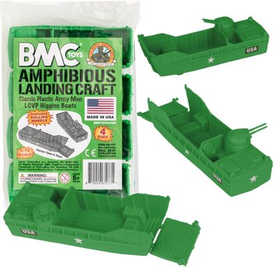 BMC Classic Marx Landing Craft - 4pc Green Plastic Army Men Boat Vehicles