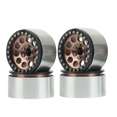LAFEINA Metal 2.2" Beadlock Wheel Alloy Rim for 1:10 RC Crawler Car SCX10 RR10 TRX4 TRX6 (Bronze)