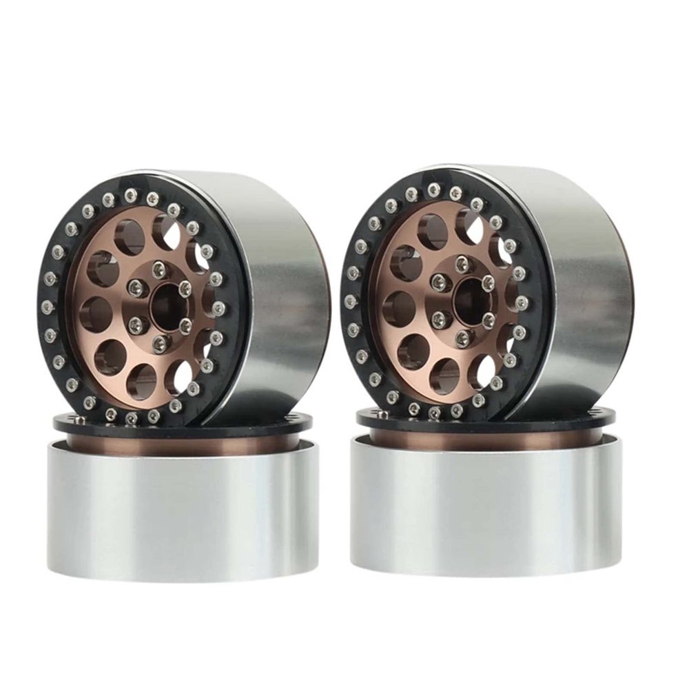 LAFEINA Metal 2.2" Beadlock Wheel Alloy Rim for 1:10 RC Crawler Car SCX10 RR10 TRX4 TRX6 (Bronze)
