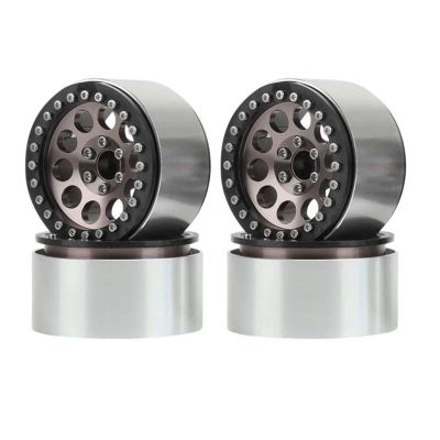 LAFEINA Metal 2.2" Beadlock Wheel Alloy Rim for 1:10 RC Crawler Car SCX10 RR10 Wraith TRX4 TRX6 (Titanium)