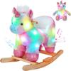 Glow Guards Rainbow Unicorn Rocking Horse with Chair Muical Light up Unicorn Stuffed Animal for Ages 1-3 Toddlers Kids Babies Ride Toy Birthday Christmas view 1