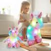 Glow Guards Rainbow Unicorn Rocking Horse with Chair Muical Light up Unicorn Stuffed Animal for Ages 1-3 Toddlers Kids Babies Ride Toy Birthday Christmas view 2