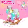 Glow Guards Rainbow Unicorn Rocking Horse with Chair Muical Light up Unicorn Stuffed Animal for Ages 1-3 Toddlers Kids Babies Ride Toy Birthday Christmas view 3