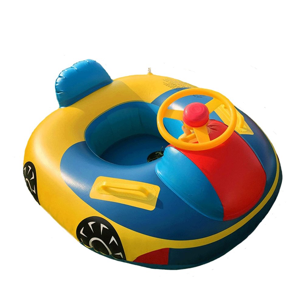 Baby Swimming Float Ring for Child Kids Car Shaped Babies Swim Float Boat with 2 Handles Floating Mattress Seat Swim Ring for Girls Boys 1-5 Years