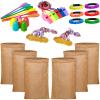 40 Pieces Outdoor Carnival Game Set Includes 6 Potato Sack Race Bags, 6 Egg and Spoon Race Game, 6 Legged Race Bands Egg Hunt Family Gathering Party Favor, 6 Whistles and 10 Medals for The Game view 1