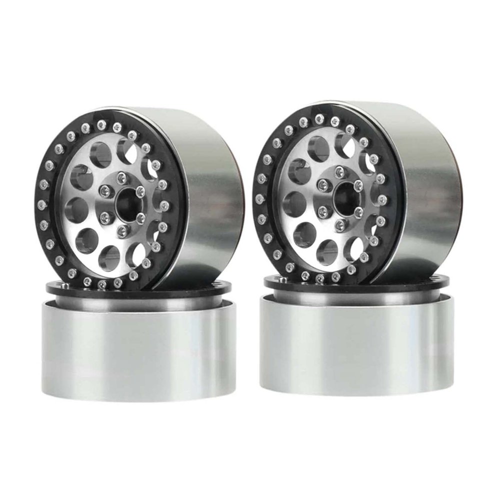 LAFEINA Metal 2.2" Beadlock Wheel Alloy Rim for 1:10 RC Crawler Car SCX10 RR10 90048 TRX4 TRX6 (Silver)