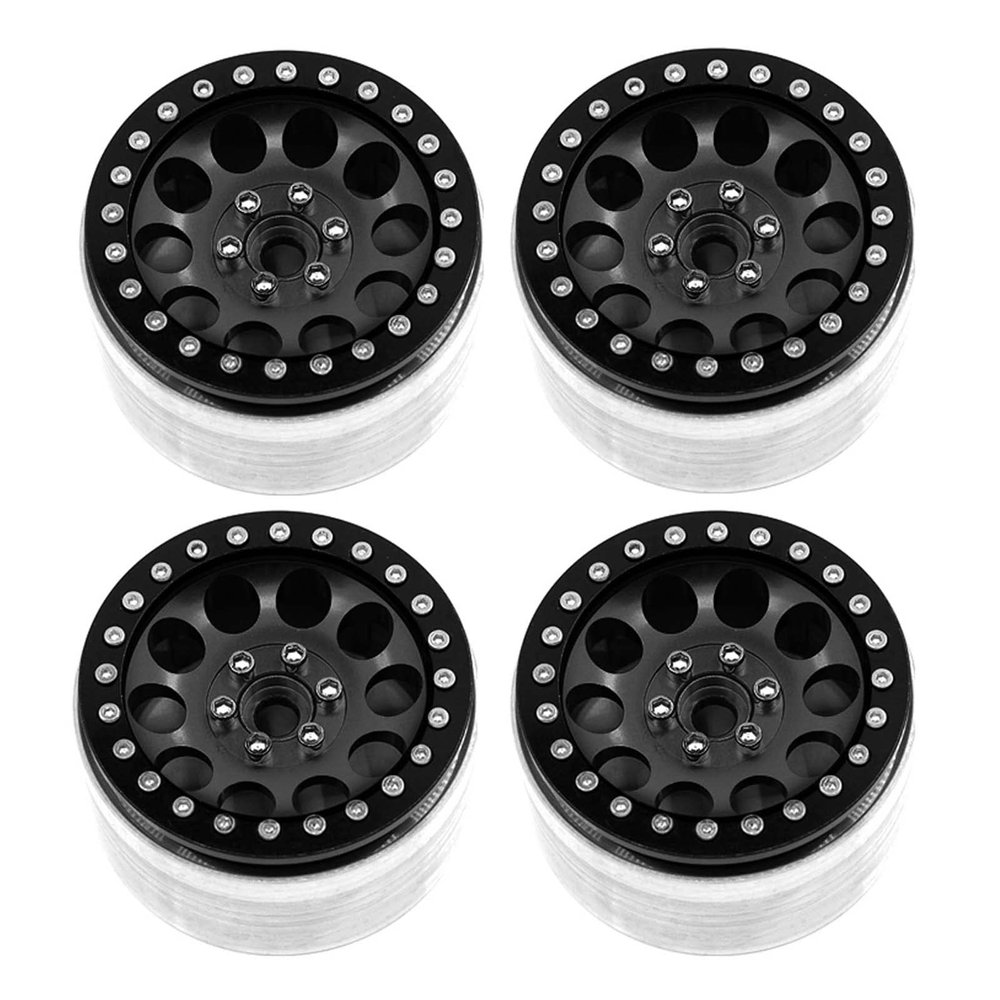 LAFEINA Metal 2.2" Beadlock Wheel Alloy Rim for 1:10 RC Crawler Car SCX10 RR10 90048 TRX4 TRX6 (Black)