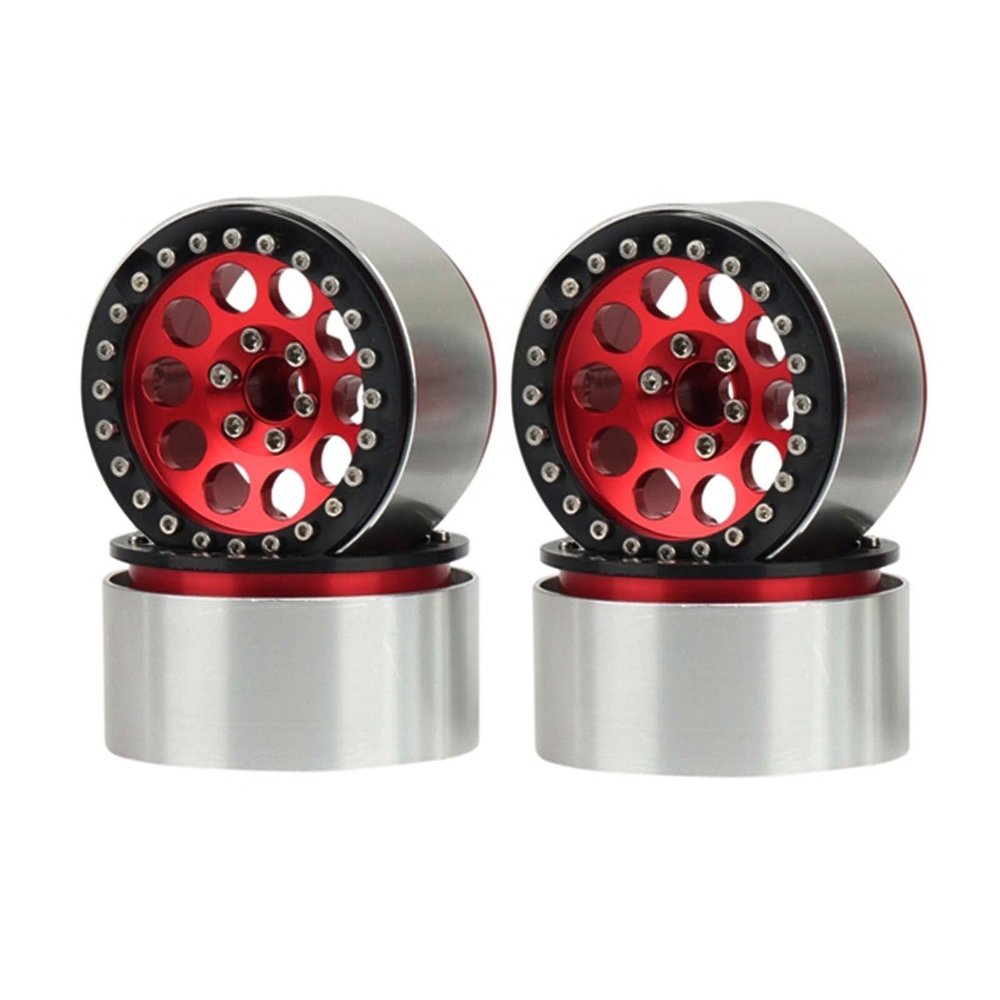 LAFEINA Metal 2.2" Beadlock Wheel Alloy Rim for 1:10 RC Crawler Car SCX10 RR10 90048 TRX4 TRX6 (Red)