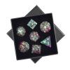 mookaitedecor 7 PCS Ruby in Fuchsite Crystal Polyhedral DND Dice Set, Polished Tumbled Stones Dices for RPG MTG Table Games Home Decoration view 1