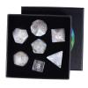 rockcloud Labradorite Stone DND Polyhedral Dice Set of 7, Healing Crystal Stone Hand-Made Dices with Dice Box for RPG MTG Table Games Home Office Decor view 1