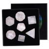 rockcloud Rock Quartz Crystal DND Polyhedral Dice Set of 7, Healing Crystal Stone Hand-Made Dices with Dice Box for RPG MTG Table Games Home Office Decor view 1