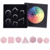 rockcloud Rose Quartz Crystal DND Polyhedral Dice Set of 7, Healing Crystal Stone Hand-Made Dices with Dice Box for RPG MTG Table Games Home Office Decor view 4