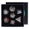rockcloud Africa Bloodstone DND Polyhedral Dice Set of 7, Healing Crystal Stone Hand-Made Dices with Dice Box for RPG MTG Table Games Home Office Decor view 1
