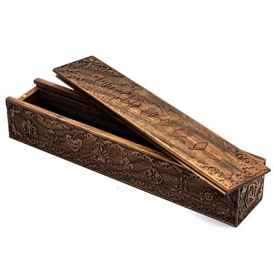 UDIXI Wooden DND Dice Box, Rectangle Wooden Dice Box for Dice Storage, Walnut Dice Box with Slide Lid (Sword)