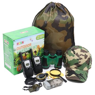 Ezzo Outdoor Adventure Kit for Kids Walkie-Talkies & Pretend Play Gear Camouflage Camping, Safari, Hunting Set Backyard Explorer Toys for Boys & Girls