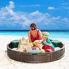 Outsunny Kids Outdoor Sandbox with Cover Garden Bed Sand Pit, Easy Assembly Children's Round Sandbox for Backyard, Brown, 48.5" x 48.5" x 8.75" view 2