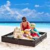 Outsunny Kids Outdoor Sandbox with Cover Garden Bed Sand Pit, Easy Assembly Children's Square Sandbox for Backyard, Brown, 48.5" x 48.5" x 8.25" view 2