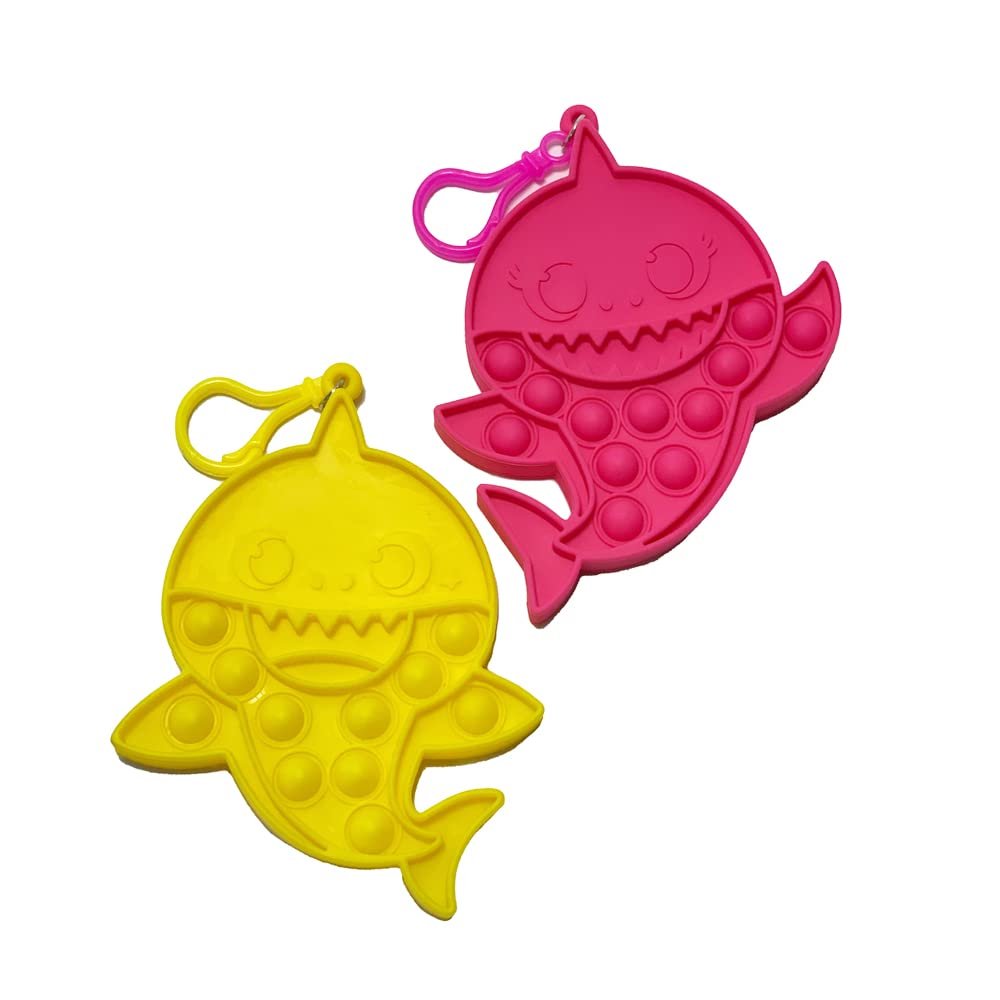 Popper Fidget Toy Pack - Pop It Keychain Bubble Poppers for Kids, Set of 2 (Baby Shark)