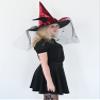 Skeleteen Deluxe Pointed Witch Hat - Glamorous Red Witches Accessories Fancy Satin Hat with Bow, Spiders and Black Feathers view 2