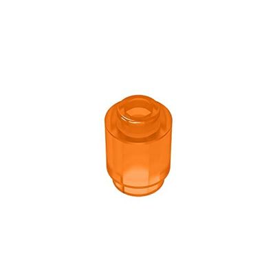 Eske Kouri Gobricks GDS-605 Building Block(No. 3062 30068 35390) Round Brick 1X1-1x1 Cylindrical Tiles (182 Trans-Orange(120),100 PCS)