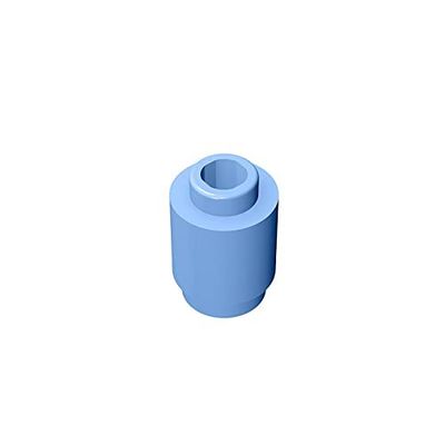 Eske Kouri Gobricks GDS-605 Building Block(No. 3062 30068 35390) Round Brick 1X1-1x1 Cylindrical Tiles (212 Bright Light Blue(053),100 PCS)